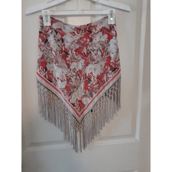 Western Scarf/ Shawl Orange Base With Frinnge Border.  2X. B10 - Picture 3 of 7